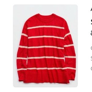 Red Striped Crewneck Sweater - womens